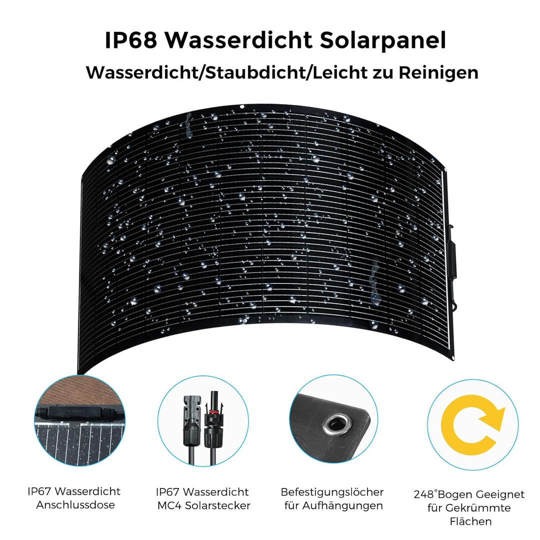 Flexibles Solarpanel 400W, 12V Monokristallines Solarmodul Flexibel 400Watt Wohnmobil für 12V Batter