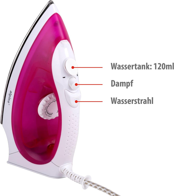 alpina Dampfbügeleisen - Dampfglätter 2000W - Bügeleisen mit Dampf- und Wassersprühfunktion - Einste