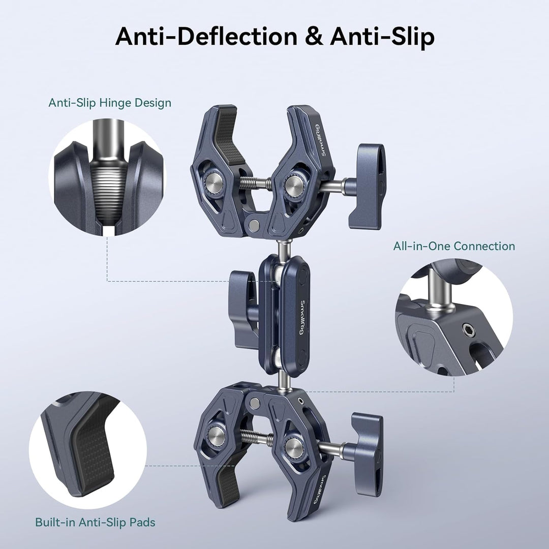 SMALLRIG Super Clamp mit doppelten krabbenförmigen Klemmen, doppelte Kameraklemme, Magic Arm Doppelk