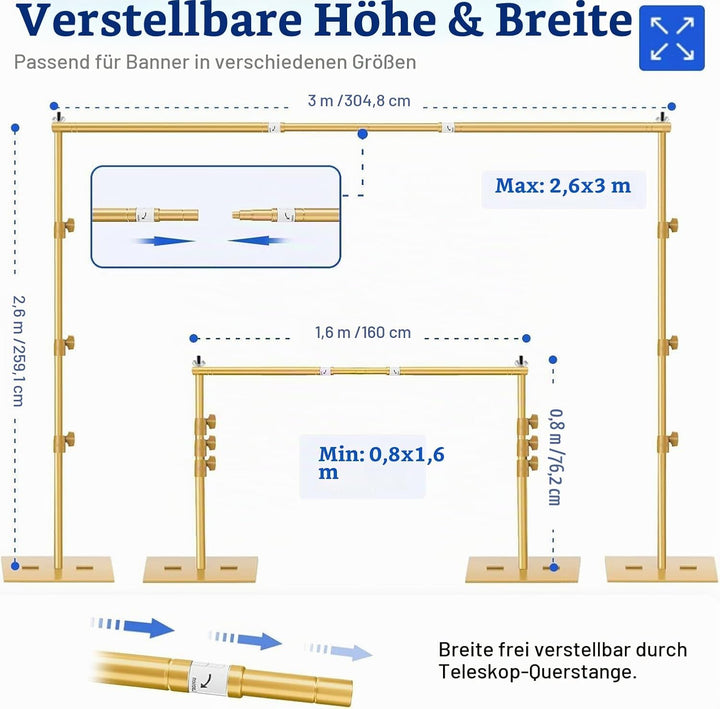 EMART Foto Hintergrund Ständer mit Stahlsockel, 2,6m x 3m Verstellbarer Hintergrundsystem, Hintergru