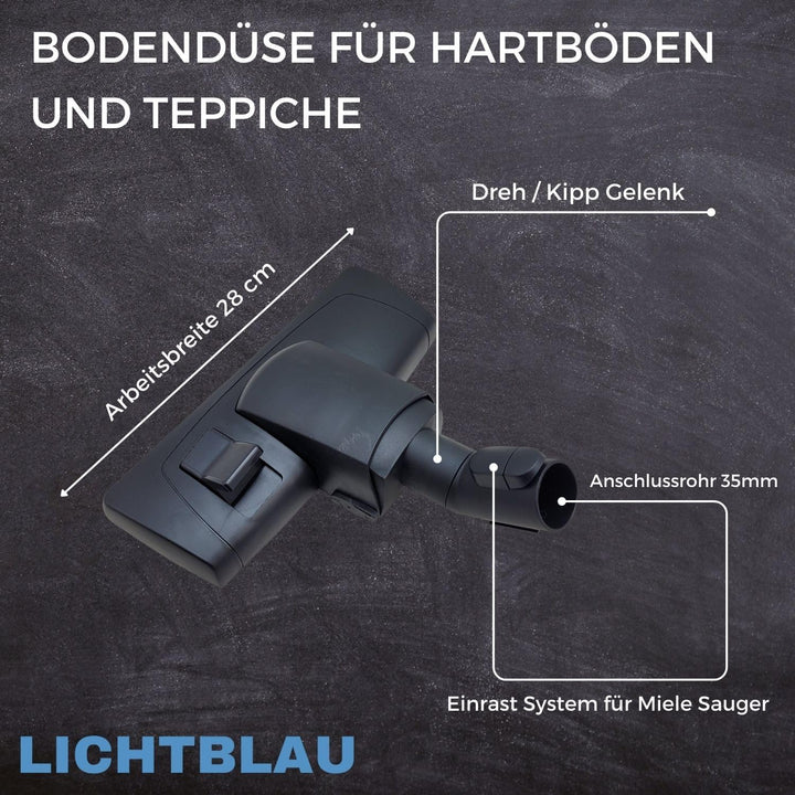LICHTBLAU Universal Bodendüse für alle Miele Staubsauger umschaltbar 35mm 7253830 10367830 SBD285-3
