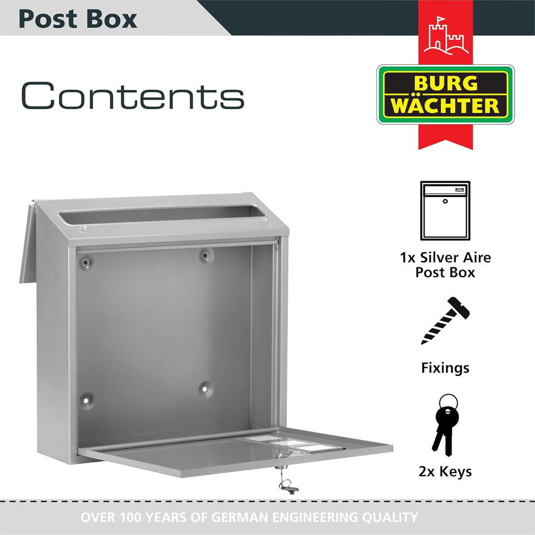Sterling Aire Briefkasten, Stahl, silberfarben, Silber