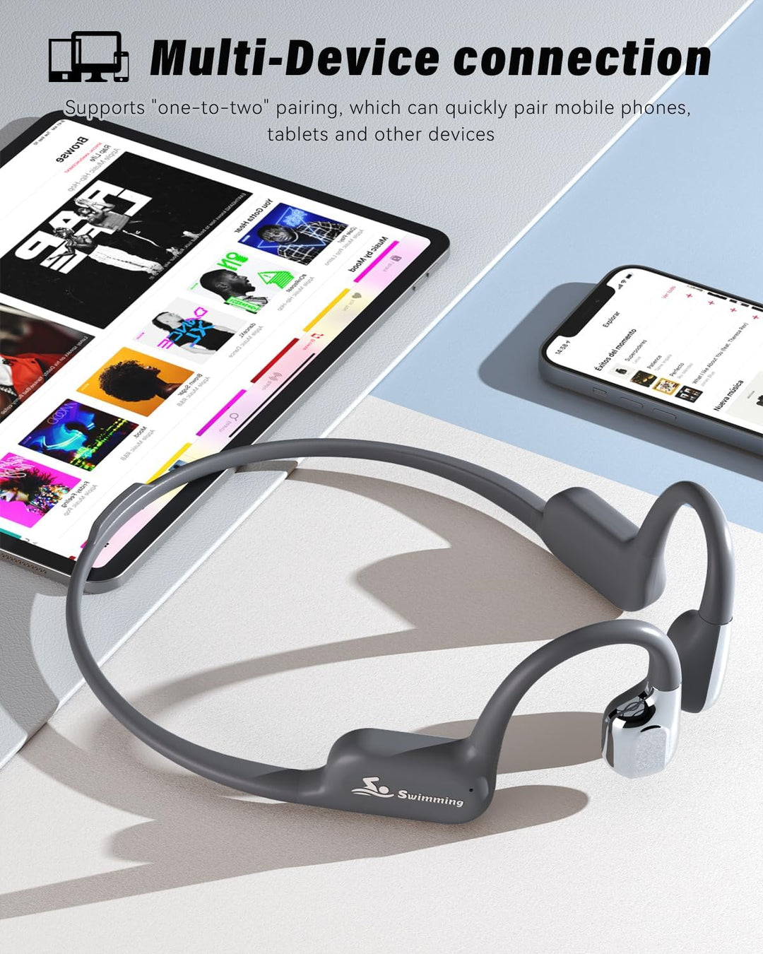 ANSTEN Kopfhörer Schwimmen, Knochenschall Kopfhörer Bluetooth 5.4, IP68 Wasserdicht, Unterwasser kop