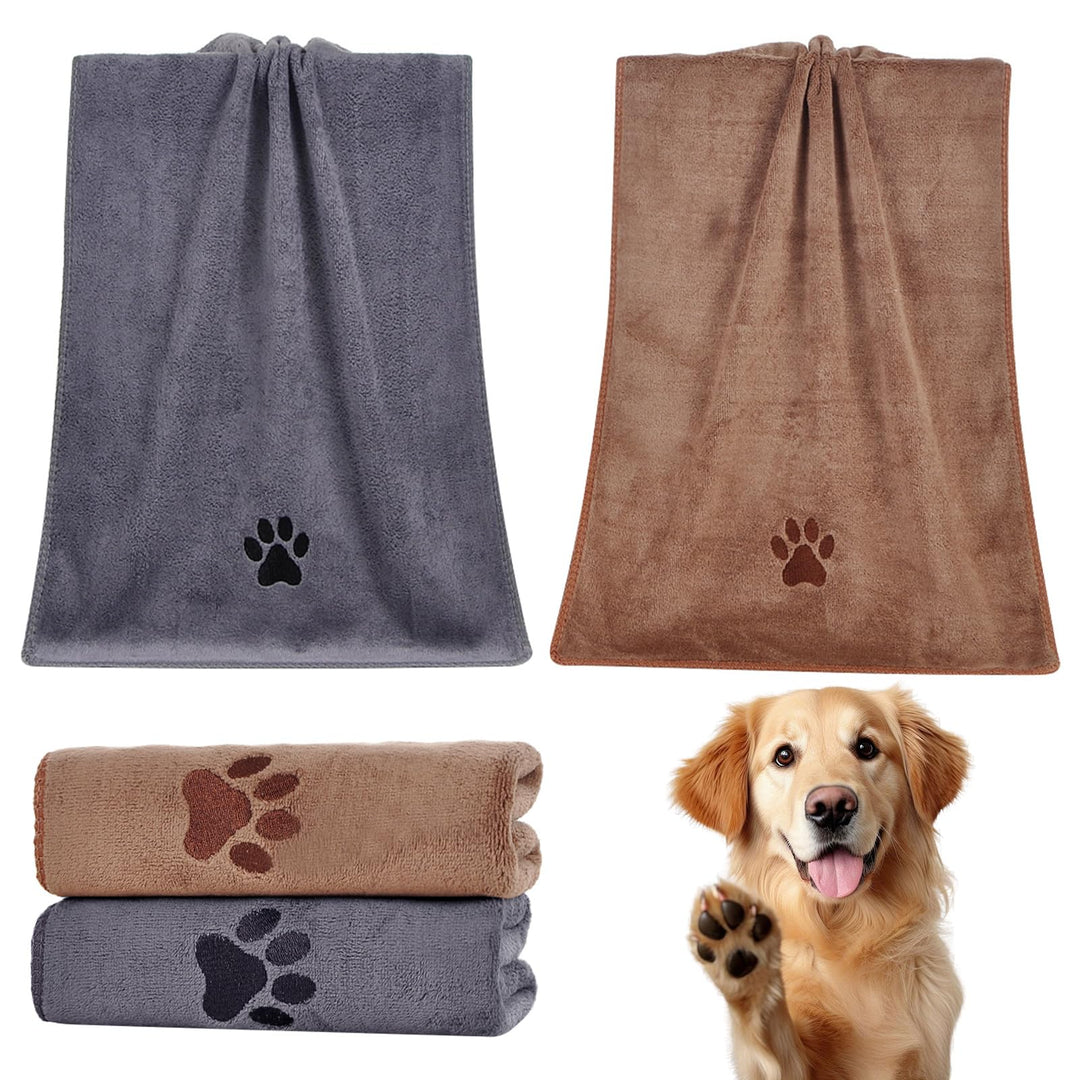 Hundehandtuch Set Extra Saugfähig, 2 Stück Mikrofaser Handtuch Hund Grosse Hunde und Katzen, 70x140c