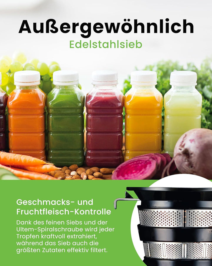 Hurom H320N Series Entsafter für Obst/Gemüse, elektrisch, Kaltpresse – leiser Motor – hohe Saftausbe