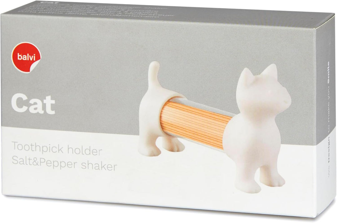 balvi Zahnstocherspender und Salz- und Pfefferstreuer CAT Weiss In Form Einer Katze Acryl/PVC, Weiss
