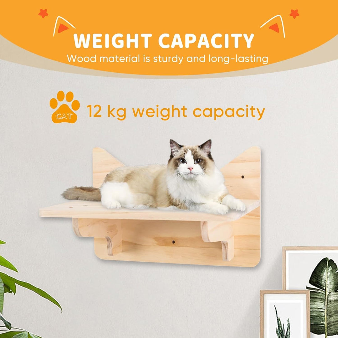 LADVATKIN Katzen Wandregale, Katzenwandmöbel Set, Katzenregale und Sitzstangen für Wand, Kletterrega