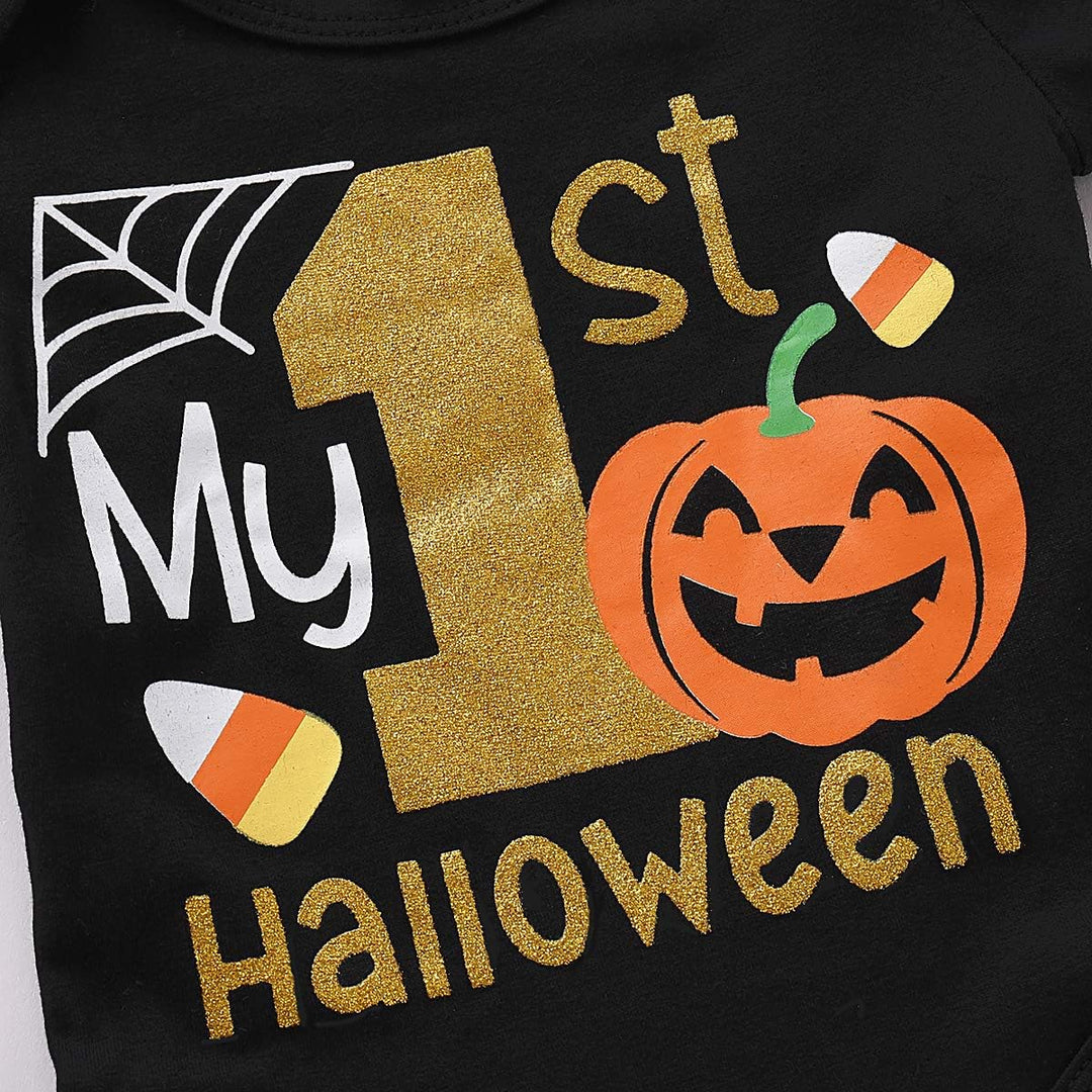 DaceStar Baby Mädchen Halloween Outfit, Mein Erstes Halloween Baby Kürbis Kostüm, Halloween Baby Out