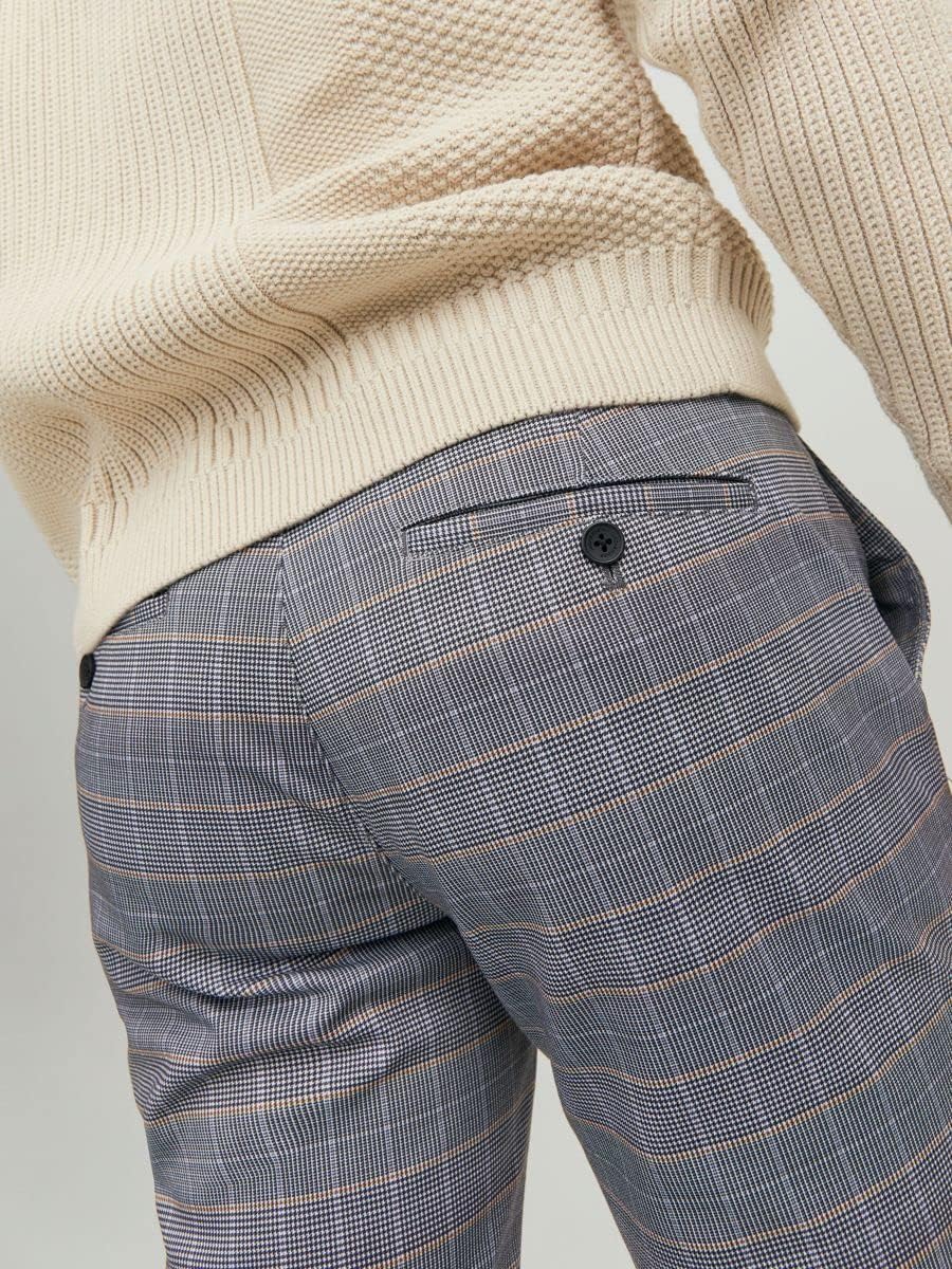 JACK & JONES Herren Jjimarco Jjphil Nor Blue/Chip Check Noos Hose 30W / 34L Chipmunk, 30W / 34L Chip