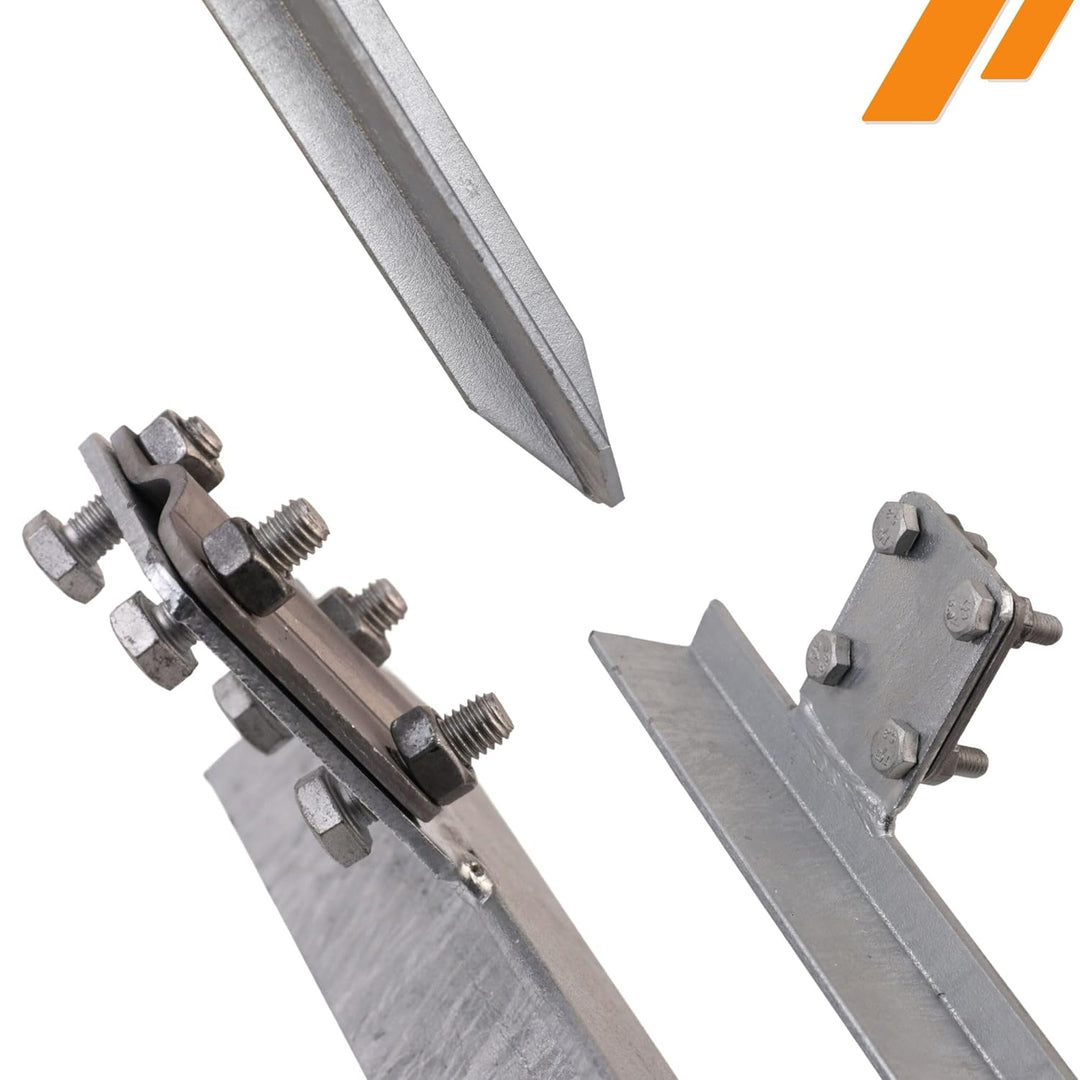 HausHeld® Kreuzerder verzinkt 1m mit Anschluss für Runddraht Ø 8–10mm & Erdungsband 30mm – Kreuzprof