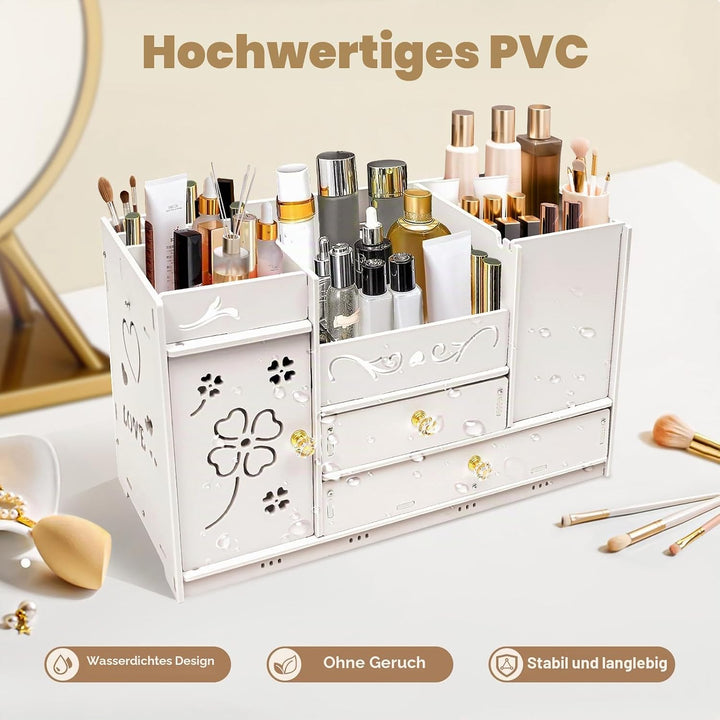 CHERIPOLI Make-up Storage Organiser Box Vanity Organizer mit 2 Schubladen, Multifunktionaler Make-up