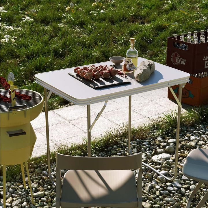 Campingtisch Stahl-Klapptisch mit Tragegriff, Leichter Gartentisch, 20kg Belastbarkeit, Faltbarer Ti