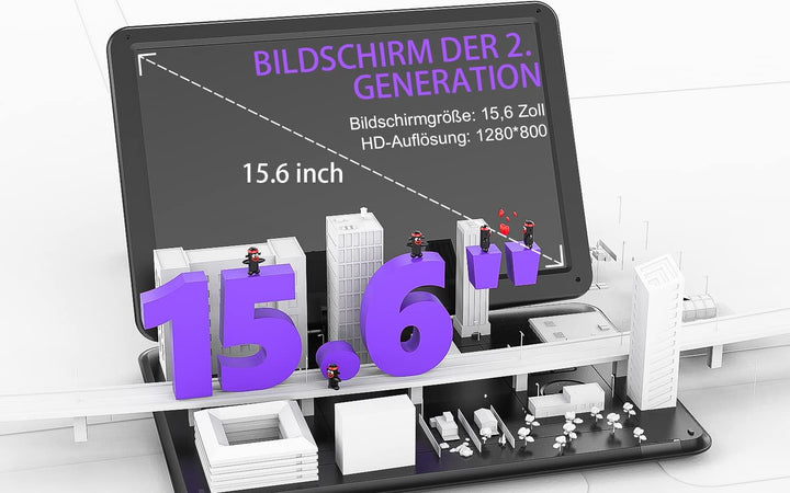17,5’’ Tragbarer DVD Player mit 15,6’’ HD Display, 6 Stunden Wiederaufladbare Batterie, Unterstützun