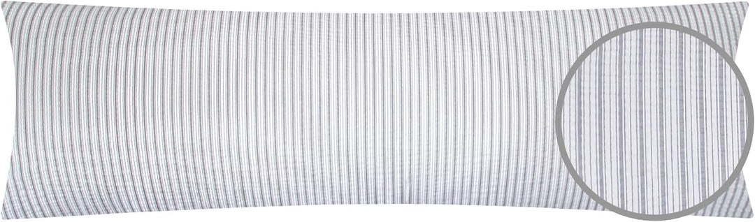Seersucker Seitenschläferkissen-Bezug 40x145cm - Streifen in grau und weiss - 100% Baumwolle, Überzu