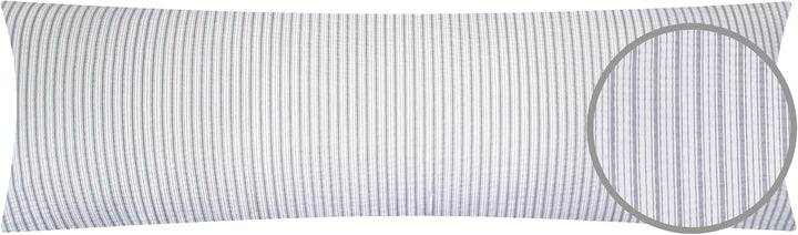 Seersucker Seitenschläferkissen-Bezug 40x145cm - Streifen in grau und weiss - 100% Baumwolle, Überzu