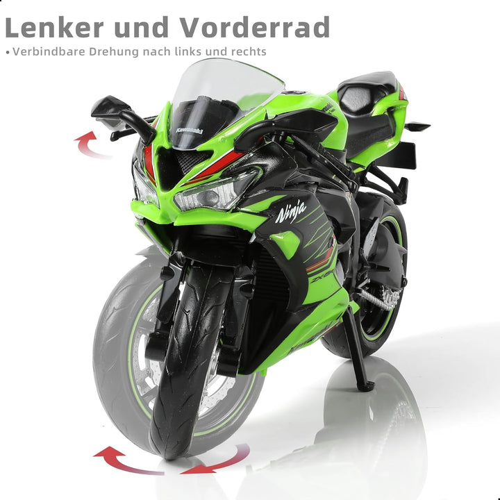 1:12 Motorradmodell Spielzeug Kompatibel für Kawasaki Ninja ZX-6R Metall-Stanze mit Kunststoffmotorr