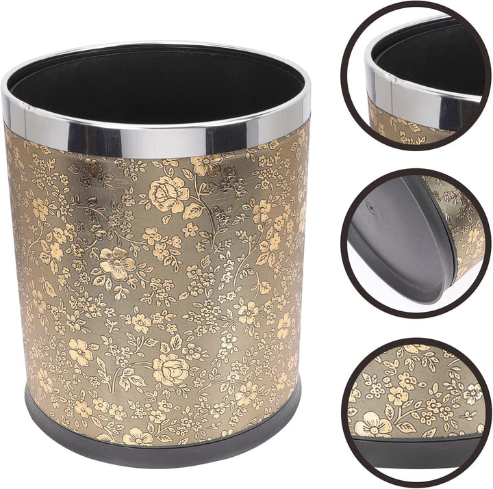 Housoutil Plastikbehälter Papierkörbe Mülleimer Rose Dekorative Müll Kann Abfallkorb Doppelwandmüllb