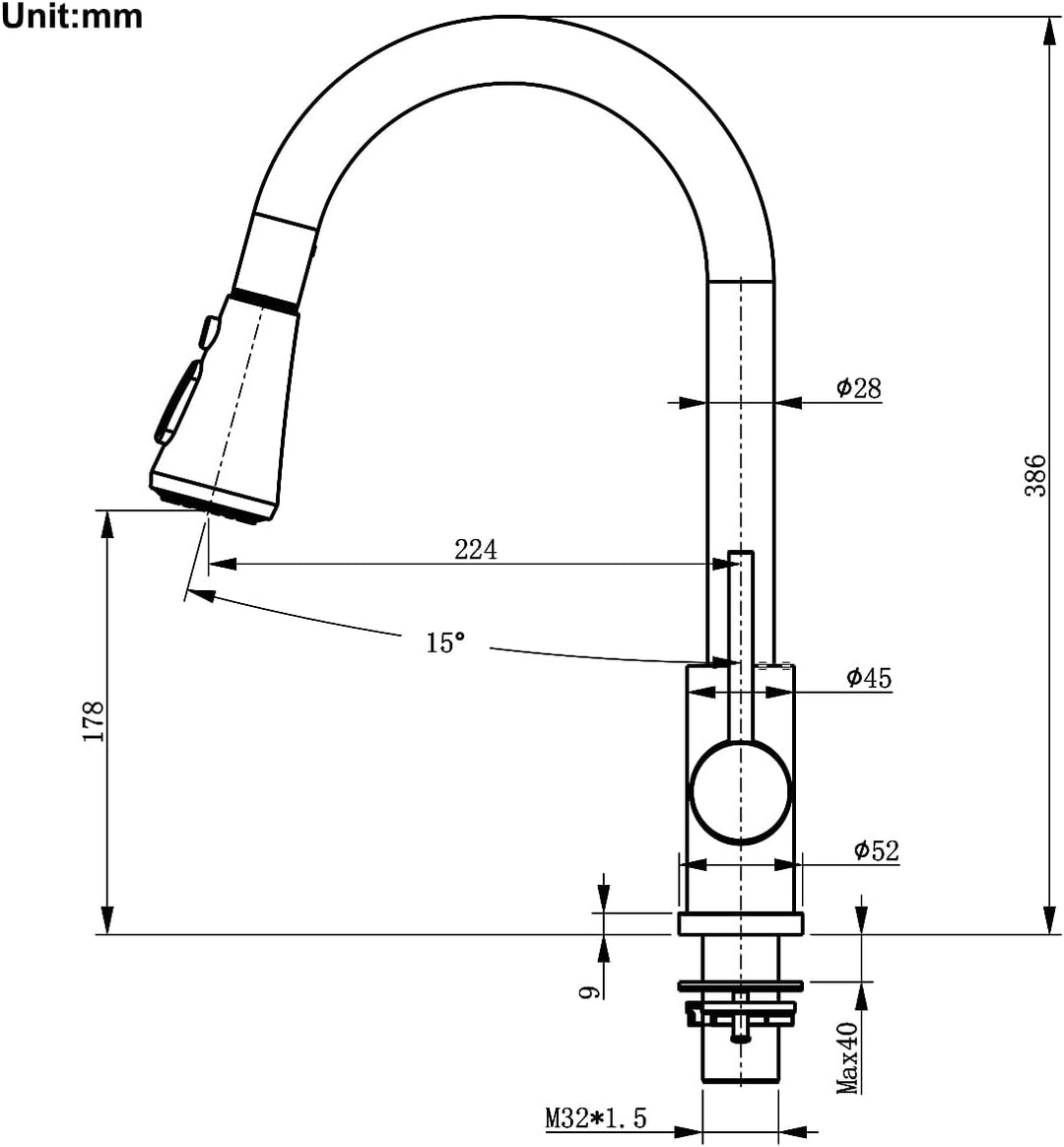 Wasserhahn Küche mit Ausziehbar Brause, Küchenarmatur mit 3 Strahlarten, 360° Drehbare Armatur Küche
