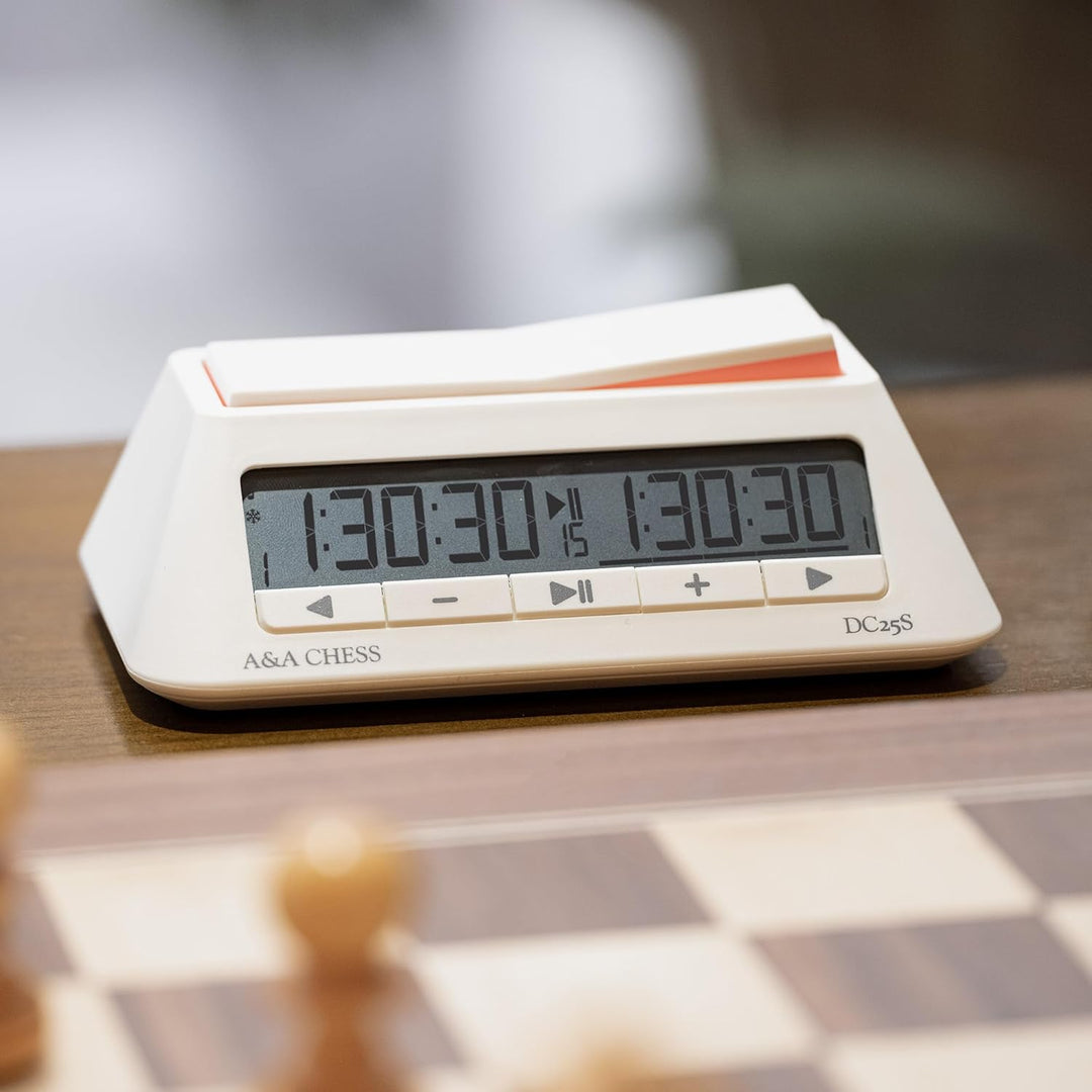 A&A Clock, Digital Chess Timer with 36 Tournament Modes, Stylish Minimalist Design with Rocker, Port