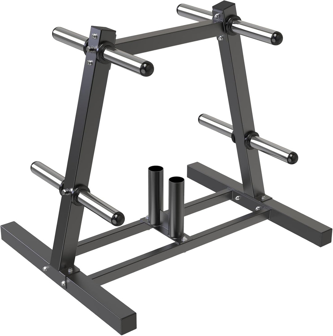 Kipika Gewichtsscheibenständer, Halter für 5 cm Olympia-Scheiben & 2 Langhantelhalter, robuster Bump