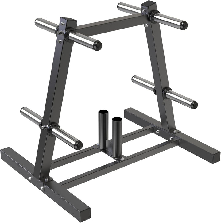Kipika Gewichtsscheibenständer, Halter für 5 cm Olympia-Scheiben & 2 Langhantelhalter, robuster Bump