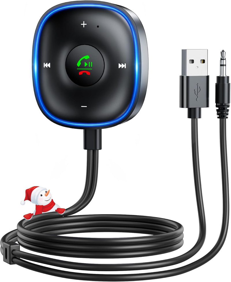 SONRU Aux Bluetooth Adapter Auto, [Plug & Play] KFZ Bluetooth 5.3 Empfänger Klinke Aux 3.5mm, Blueto