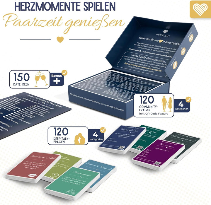 Herzmomente - Das Deep Talk Spiel für Paare ab 18 I 240 Fragen - 120 Deep Talk & 120 spannende Commu