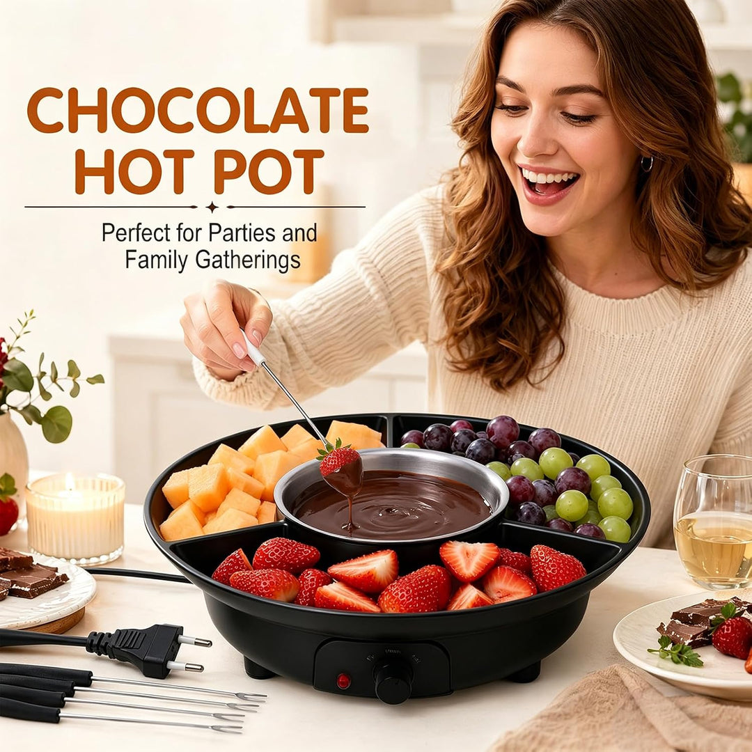 Elektrisches Schokofondue, Schokoladen Fondue mit 4 Gabeln, Temperiergerät zum Schokolade &amp; Kuvertür