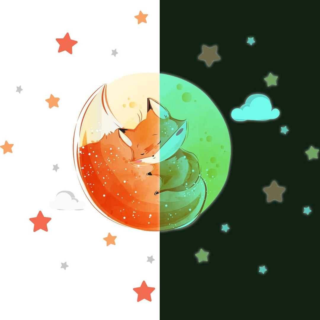 Ambiance Sticker Leuchtend Phosphoreszierend - Verträumter Fuchs - Fluoreszierender Deckenaufkleber
