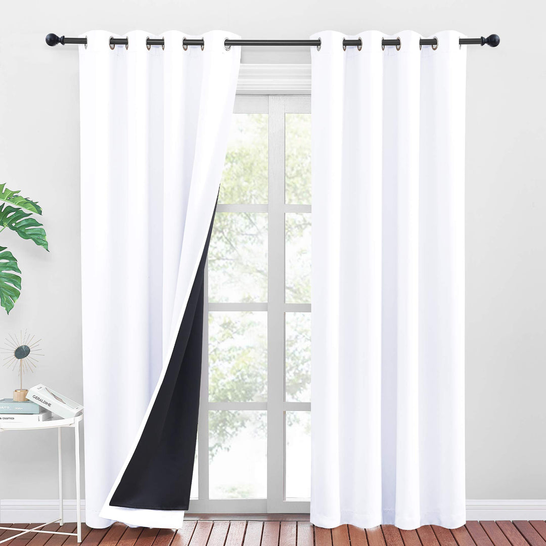 PONY DANCE Vorhang Weiss Blickdicht Ösenschal 2er Set H 245 x B 140 cm Lichtundurchlässige Gardinen