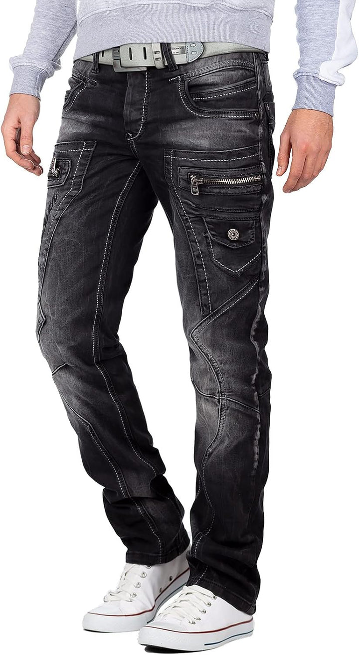 Cipo &amp; Baxx Herren Jeans in Regular &amp; Slim Fit im Biker- und Used-Look | Verschiedene Designs mit St