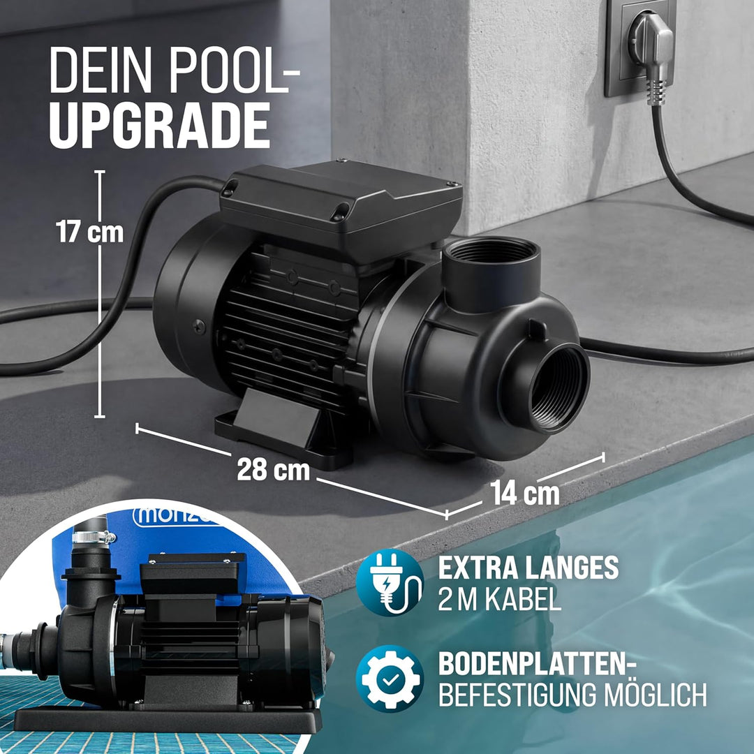 Monzana® Filterpumpe 10.200 l/h Poolpumpe Umwälzpumpe Sandfilter Pool Pumpe 8,5m Förderhöhe Poolfilt