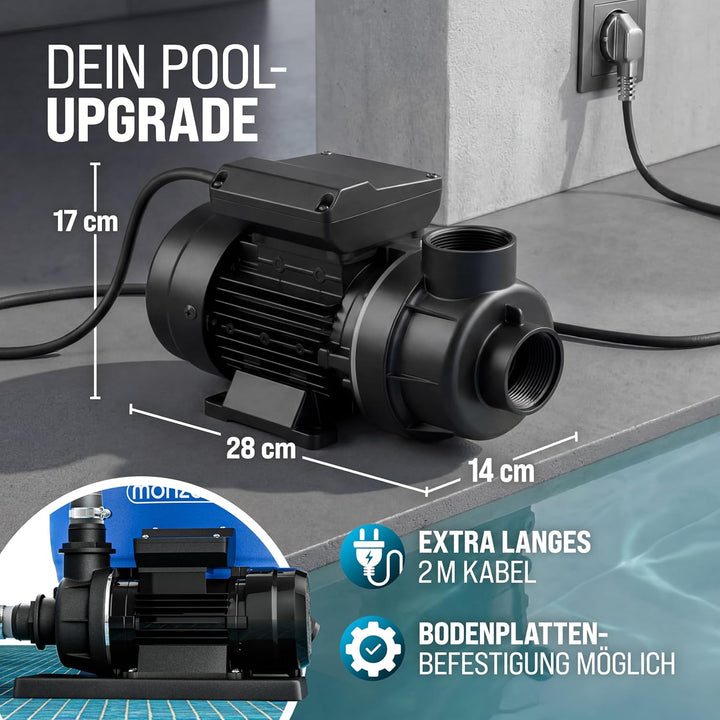 Monzana® Filterpumpe 10.200 l/h Poolpumpe Umwälzpumpe Sandfilter Pool Pumpe 8,5m Förderhöhe Poolfilt
