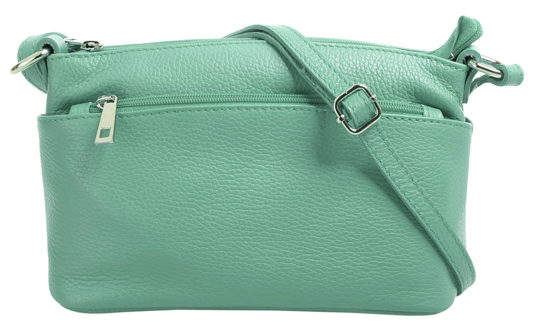 Umhängetasche Echt Leder Damen Made in Italy, Crossbody Bag, Messenger Bag mit Reissverschluss, Schu