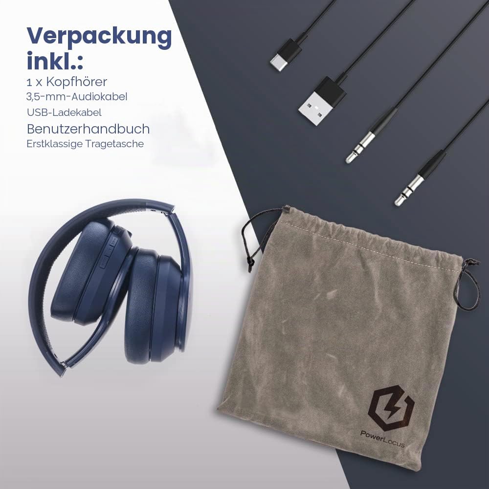 PowerLocus P6 Bluetooth Kopfhörer Over Ear, Over Ear Kopfhörer Kabellos mit Super Bass, 40Std. Spiel