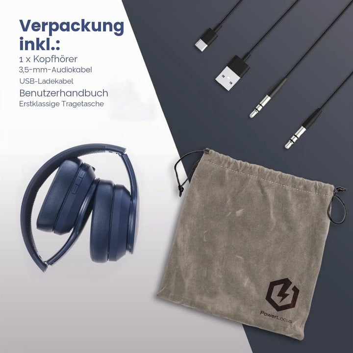 PowerLocus P6 Bluetooth Kopfhörer Over Ear, Over Ear Kopfhörer Kabellos mit Super Bass, 40Std. Spiel