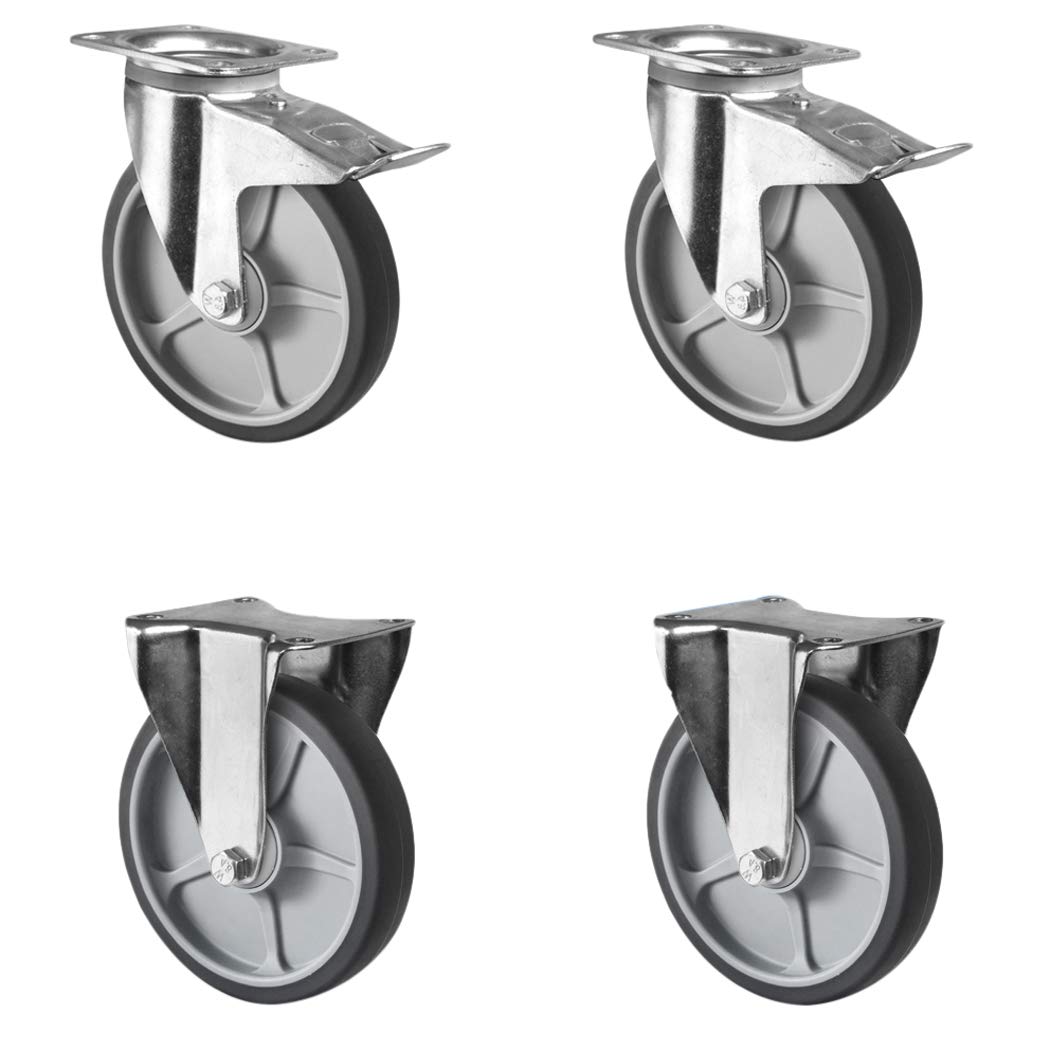 CASCOO SETTPFP200P2G2B32 Rollensatz 2 Lenkrollen mit Feststeller, 2 Bockrollen, Polypropylen, Gummi,