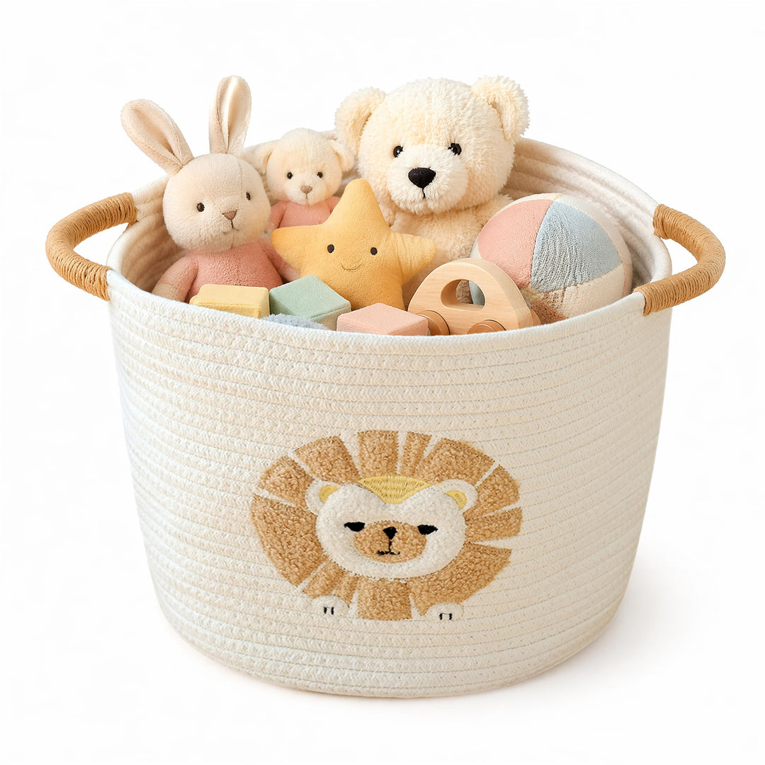 Aufbewahrungskorb Kinder Korb Geflochten Wäschekorb Kinderzimmer Wickeltisch Organizer Korb Mit Löwe