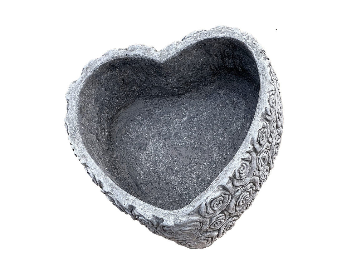 Stone and Style Pflanzherz Pflanzschale Rosenherz Herz gross XL frostfest wetterfest Steinguss