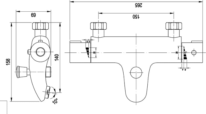 Grünblatt Thermostat Badewannenarmatur Armaturen Wasserhahn Badarmatur