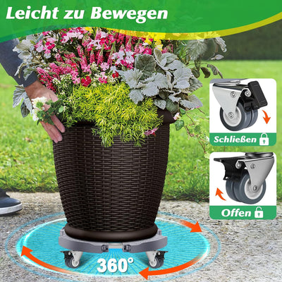 Linkax Pflanzenroller Ø 35-48cm, Rollbrett Pflanzen bis 150 KG, Untersetzer Blumentopf Gross Pflanze