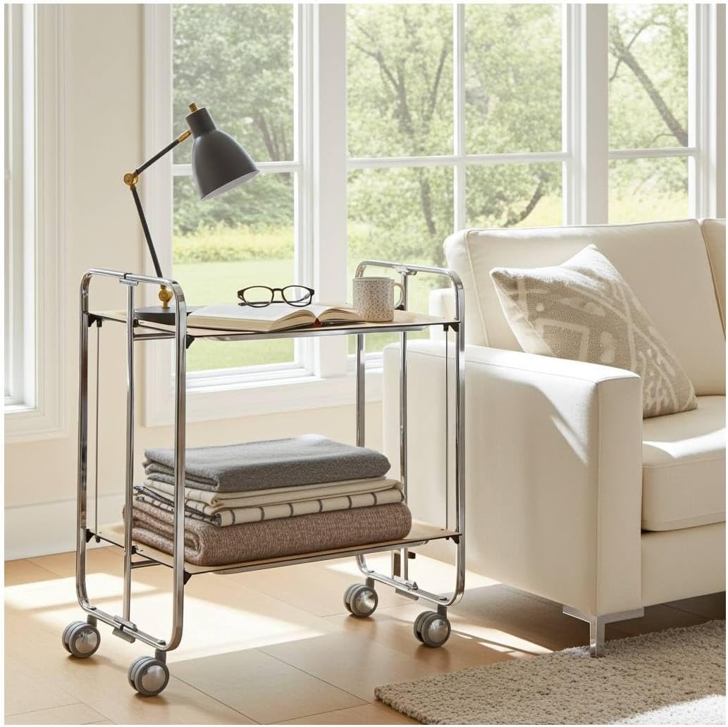 DON HIERRO - Servierwagen Bauhaus 2 Tabletts mit verchromtem Rahmen-Buche one size Haya, one size Ha