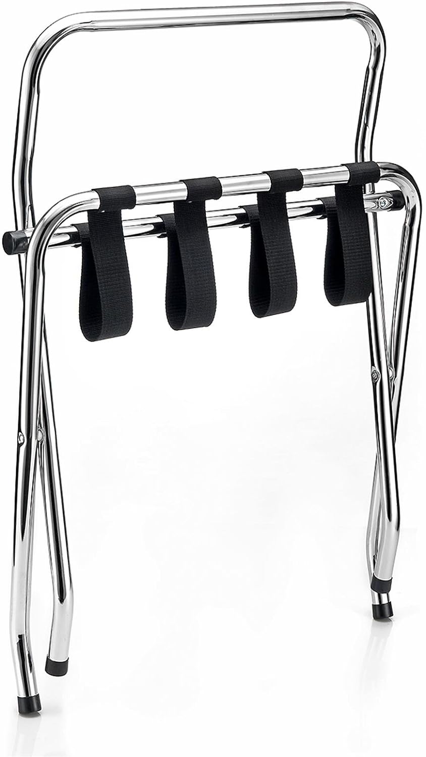 CARO-Möbel Kofferständer Suite mit Wandschutz Kofferbock Kofferablage, Metall verchromt, klappbar, C