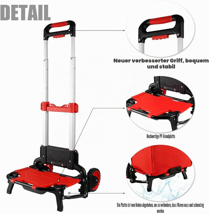 Faltbarer Einkaufswagen mit abnehmbarer wasserdichter Tasche und Bungee-Seil, robuster Schubwagen mi
