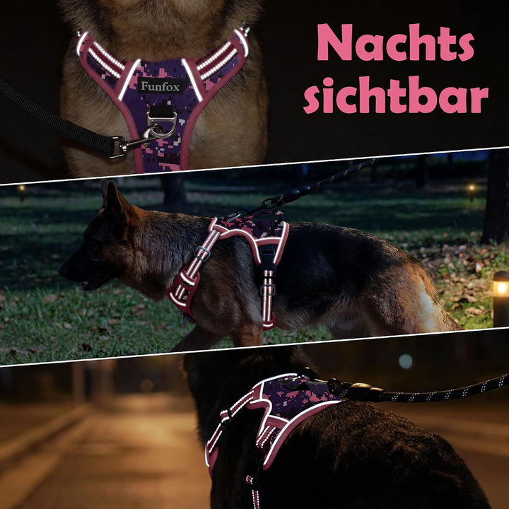 Funfox Hundegeschirr Mittelgrosse Hunde, Anti Zug Brustgeschirr Verstellbares Geschirr Hund mit Grif