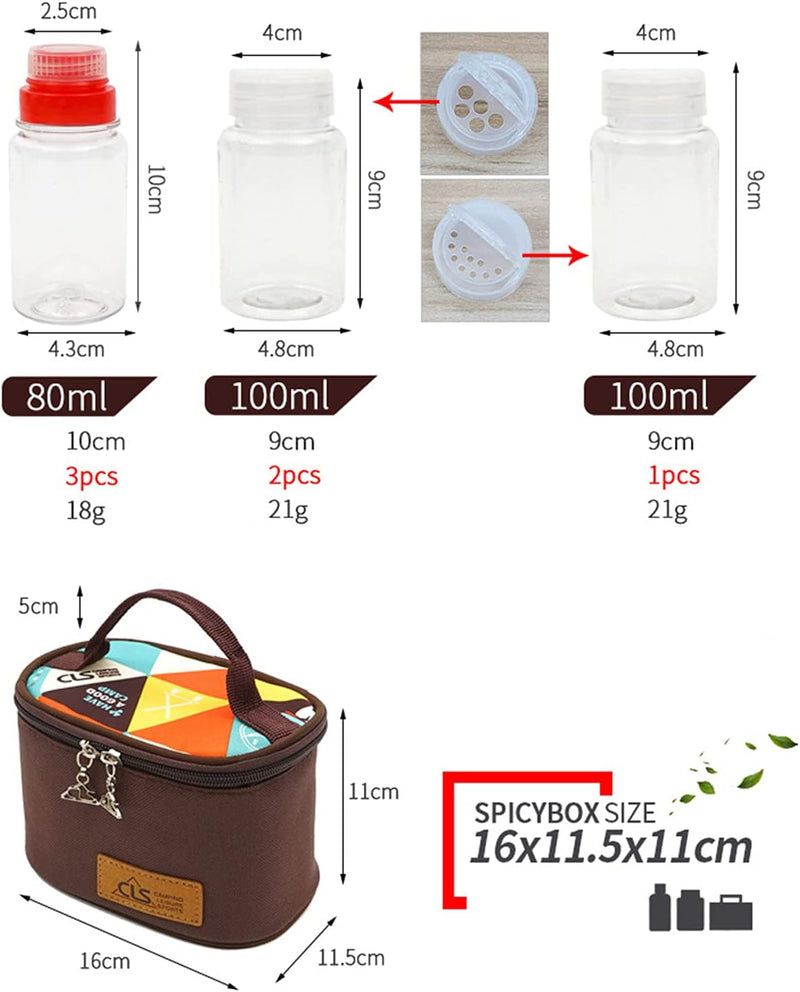 MKNZOME Outdoor Seasoning Gewürzbehälter Portable kleiner Salzstreuer BBQ Gewürzflasche Set Transpar
