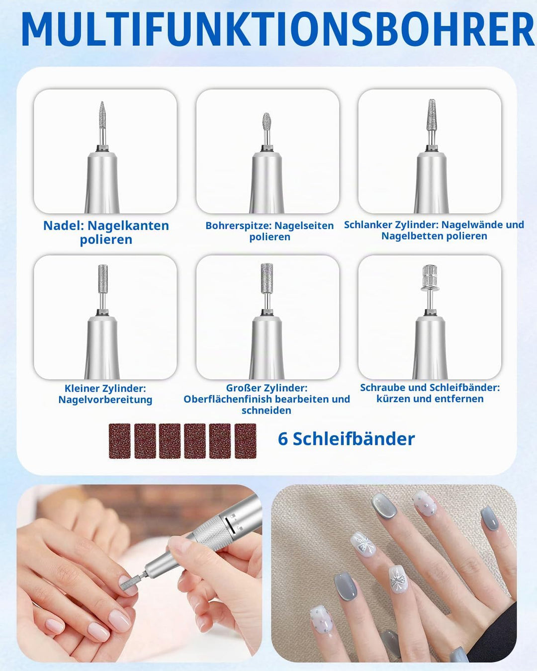 Elektrische Nagelfeile,Maniküre set Elektrisch,USB Aufladbare Nail Drill 35000 U min Fräser,mit LCD-