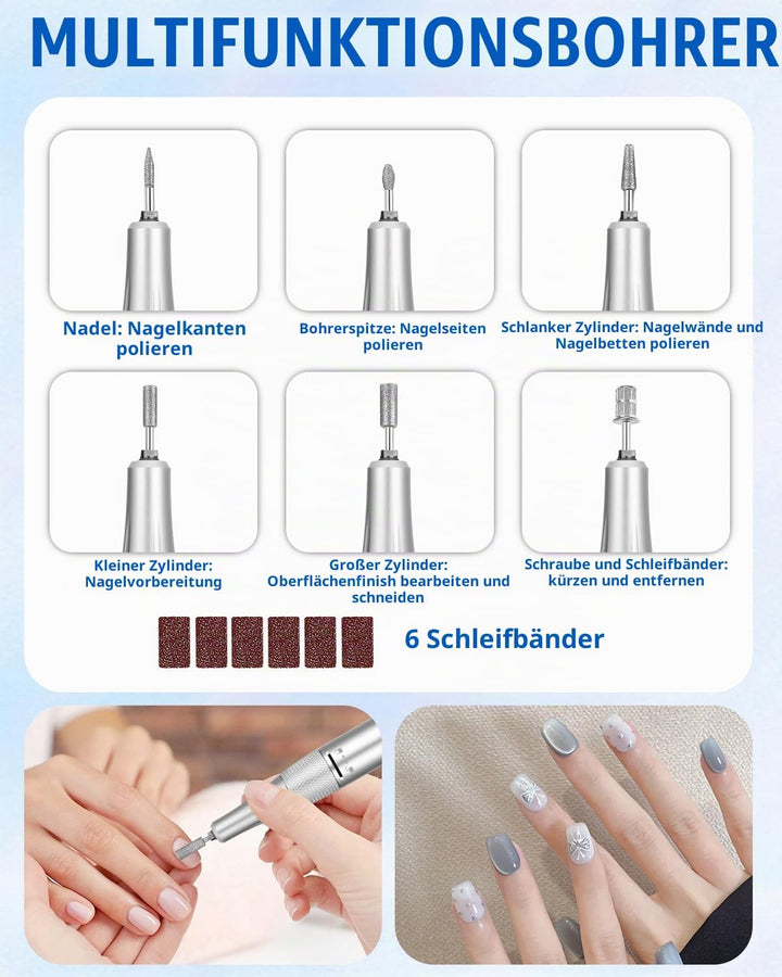 Elektrische Nagelfeile,Maniküre set Elektrisch,USB Aufladbare Nail Drill 35000 U min Fräser,mit LCD-