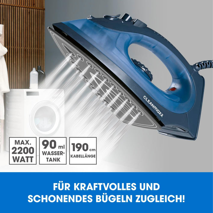 CLEANmaxx Dampfbügeleisen mit Temperatur- & Dampfregler | Geeignet zum Trocken- & Dampfbügeln | Mit