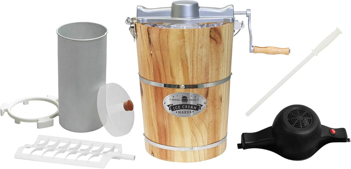 Elite Gourmet EIM916 Eismachine, traditionell, elektrisch, Vintage-Eimer aus Appalachenholz, klassis
